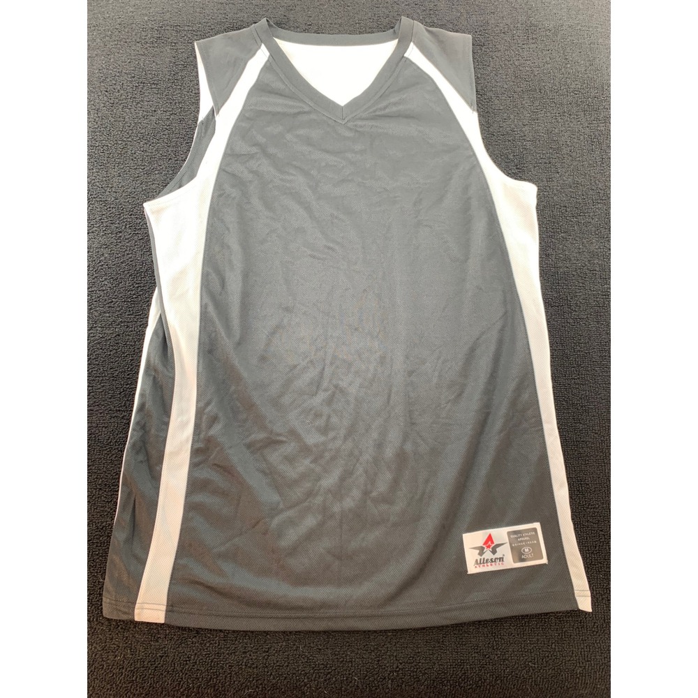Alleson Athletic Adult M Basketball Jersey Tank Black‎ White V-Neck Sleeveless